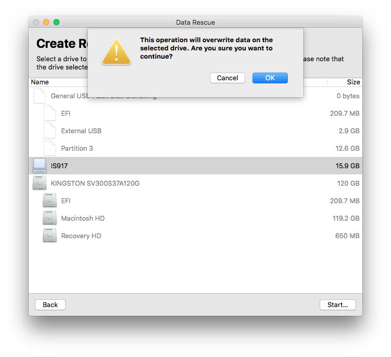 Drive Overwrite Warning within macOS.