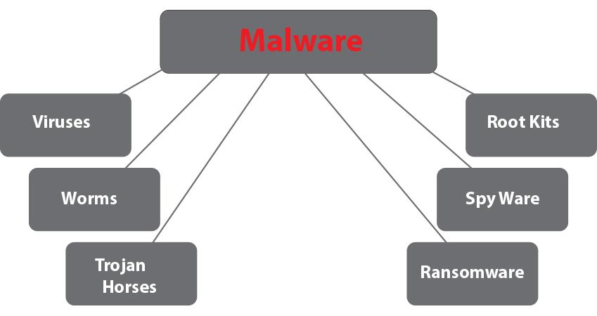 Different types of malicious software that affects your computer.