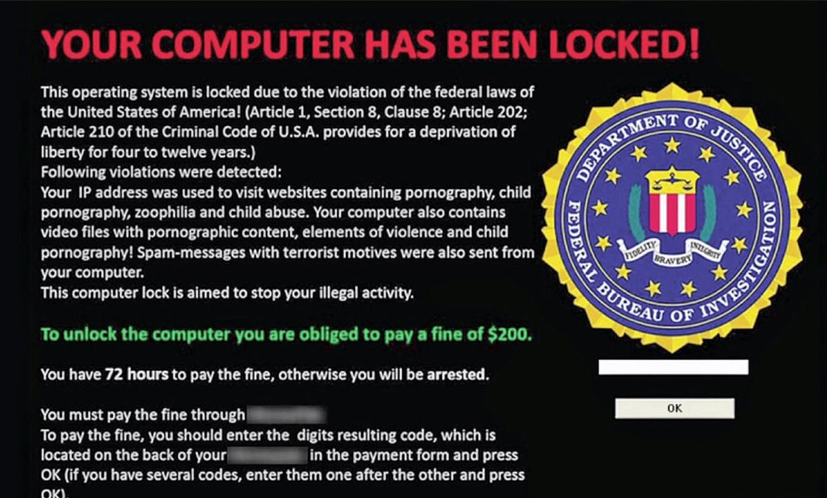 A common ransomware prompt that you may see on a computer that has been attacked by ransomeware.