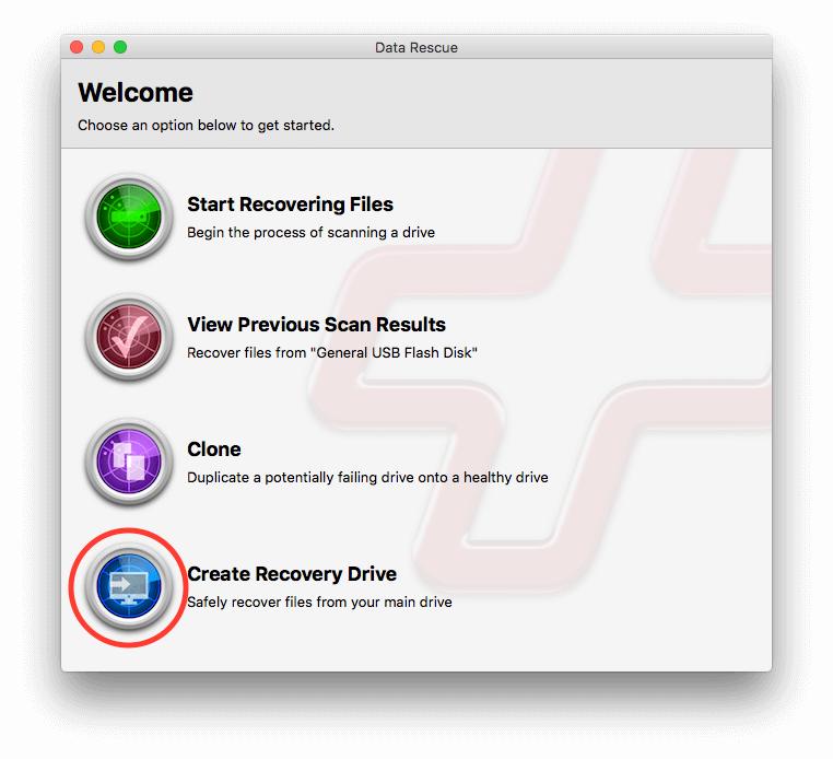From the Welcome screen click on the ‘Create Recovery Drive’ menu option.