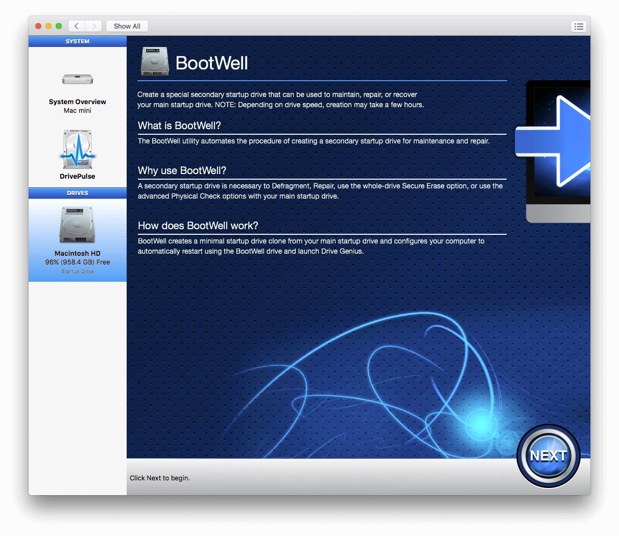 The Bootwell info within Drive Genius.